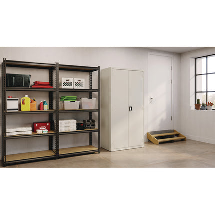 Wardrobe Combo Cabinet, (1) Half-Width Rod, (3) Adjustable Half Shelves, (1) Fixed Full Shelf, 36" x 18" x 80.5", Light Gray