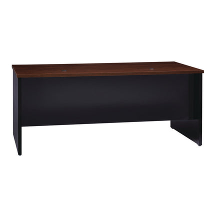 Executive Double Pedestal Steel Desks., 60" x 30" x 29.5", Walnut/Black
