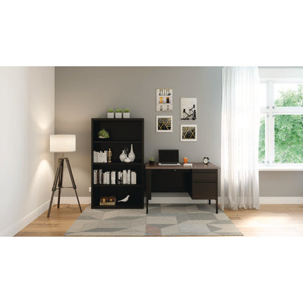 Four-Shelf Metal Bookcase, 34.5" x 13" x 60", Black