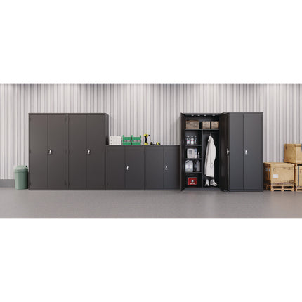 Wardrobe Combo Cabinet, (1) Half-Width Rod, (3) Adjustable Half Shelves, (1) Fixed Full Shelf, 36" x 18" x 80.5", Black