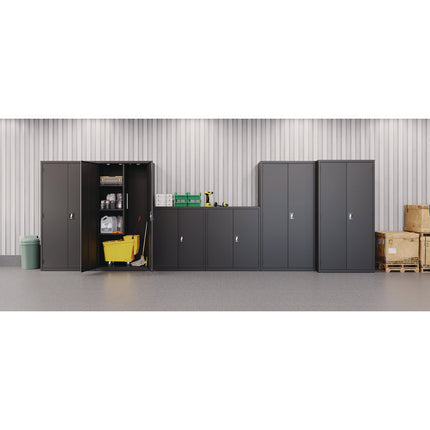 Jan/San Storage Cabinet, (3) Adjustable Half-Width Shelves, 36" x 18" x 80.5", Black