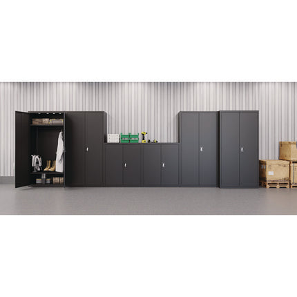 Wardrobe Combo Cabinet, (1) Full-Width Garment Rod, (2) Adjustable Shelves, 36" x 18" x 80.5", Black