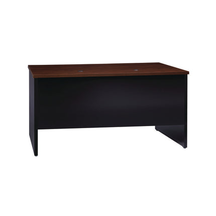 Executive Double Pedestal Steel Desks., 60" x 30" x 29.5", Charcoal/Mahogany