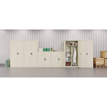 Wardrobe Combo Cabinet, (1) Half-Width Rod, (3) Adjustable Half Shelves, (1) Fixed Full Shelf, 36" x 18" x 80.5", Putty