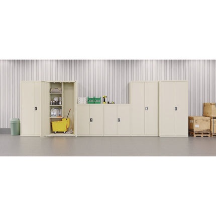 Jan/San Storage Cabinet, (3) Adjustable Half-Width Shelves, 36" x 18" x 80.5", Putty