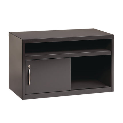 Credenza with Sliding Door, Steel, 2-Shelf, 36 w x 18.62 d x 22 h, Charcoal