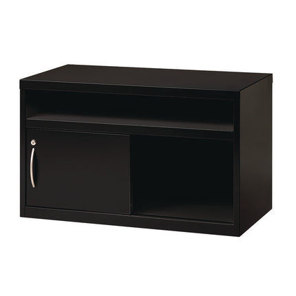 Credenza with Sliding Door, Steel, 2-Shelf, 36 w x 18.62 d x 22 h, Black