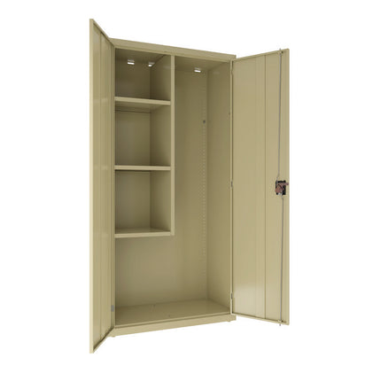 Jan/San Storage Cabinet, (3) Adjustable Half-Width Shelves, 36" x 18" x 80.5", Putty