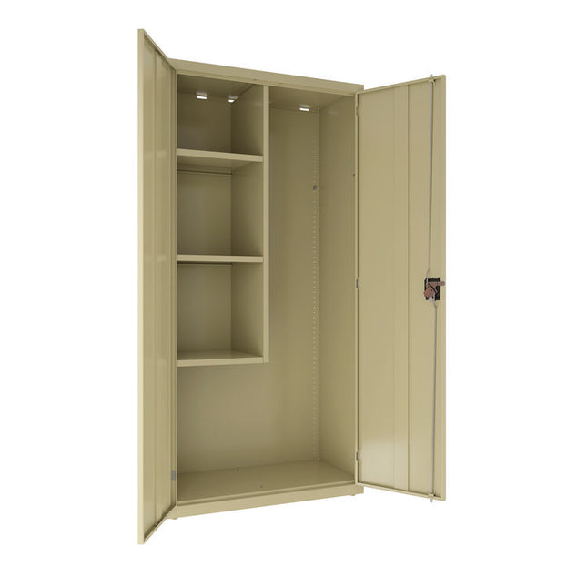 Jan/San Storage Cabinet, (3) Adjustable Half-Width Shelves, 36" x 18" x 80.5", Putty