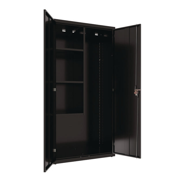 Jan/San Storage Cabinet, (3) Adjustable Half-Width Shelves, 36" x 18" x 80.5", Black