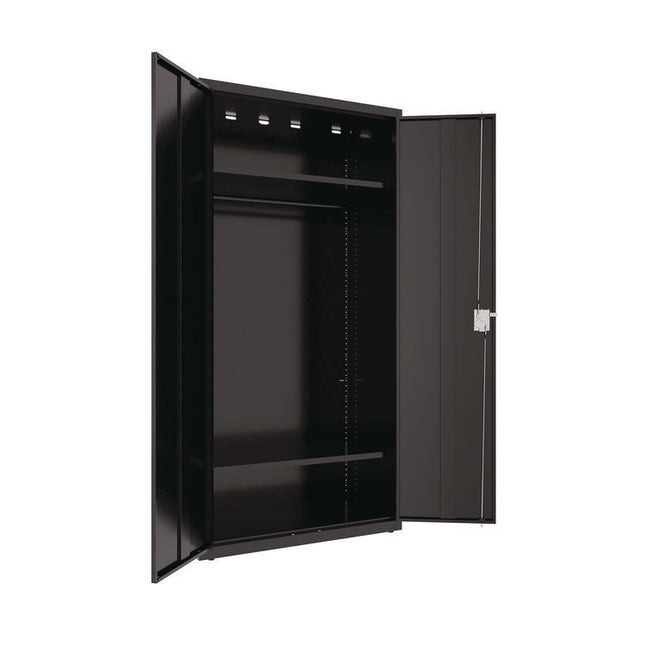 Wardrobe Combo Cabinet, (1) Full-Width Garment Rod, (2) Adjustable Shelves, 36" x 18" x 80.5", Black