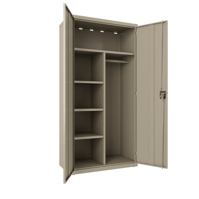 Wardrobe Combo Cabinet, (1) Half-Width Rod, (3) Adjustable Half Shelves, (1) Fixed Full Shelf, 36" x 18" x 80.5", Putty