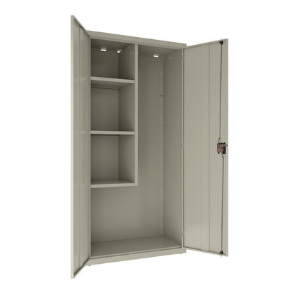 Jan/San Storage Cabinet, (3) Adjustable Half-Width Shelves, 36" x 18" x 80.5", Light Gray