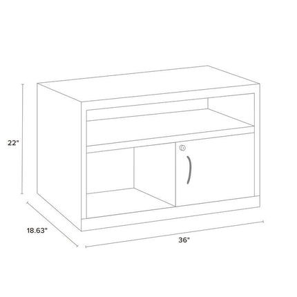 Credenza with Sliding Door, Steel, 2-Shelf, 36 w x 18.62 d x 22 h, Charcoal