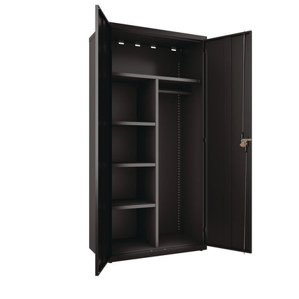 Wardrobe Combo Cabinet, (1) Half-Width Rod, (3) Adjustable Half Shelves, (1) Fixed Full Shelf, 36" x 18" x 80.5", Black