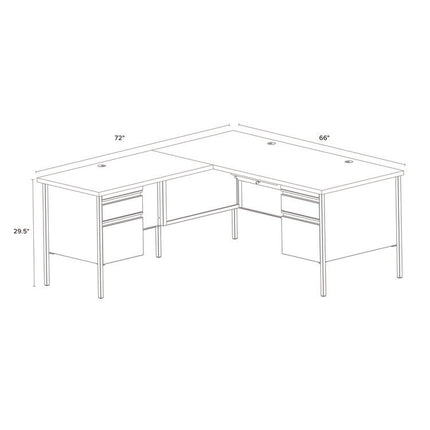 L-Shaped Corner Desk, Left-Hand Return, 72" x 72" x 29.5", Oak/Putty