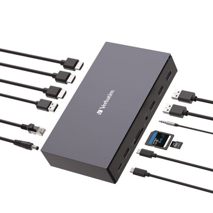 USB-C Pro Docking Station 17-in-1, Audio/DisplayPort/HDMI/Micro SD/RJ45/SD/USB-A/USB-C, Gray