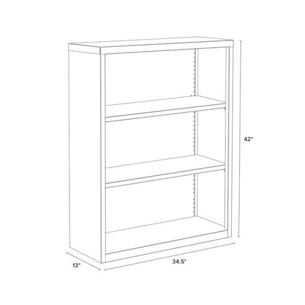 Three-Shelf Metal Bookcase, 34.5" x 13" x 42", Charcoal