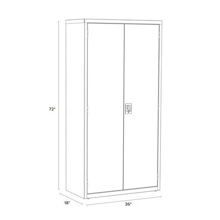 Wardrobe Combo Cabinet, (1) Half-Width Rod, (3) Adjustable Half Shelves, (1) Fixed Full Shelf, 36" x 18" x 80.5", Light Gray