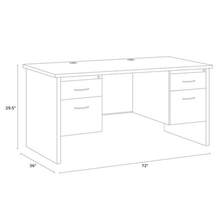Executive Double Pedestal Steel Desks., 60" x 30" x 29.5", Walnut/Black