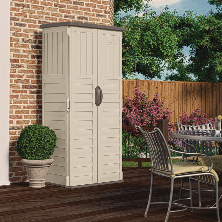 Vertical Storage Shed, 22 cu ft, 2 ft 8.25" x 2 ft 1.5" x 6 ft, Vanilla/Stoney