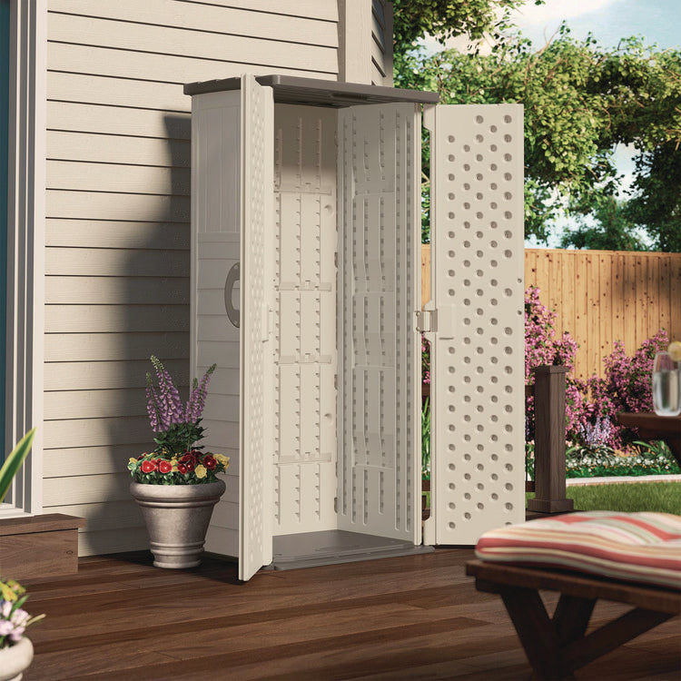 Vertical Storage Shed, 22 cu ft, 2 ft 8.25" x 2 ft 1.5" x 6 ft, Vanilla/Stoney