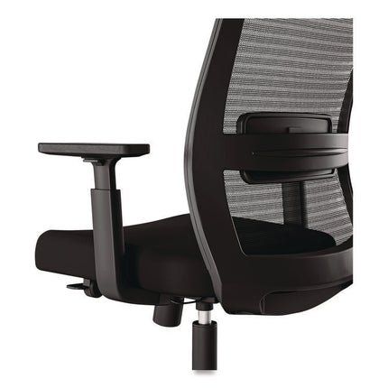 Alera Ashdale Ergonomic Fabric Swivel Task Chair, Supports 275 lb, 18.15 to 21.89 Seat Height, Black Seat/Back, Silver Base