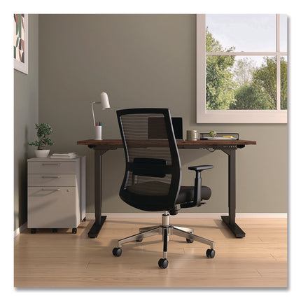 Alera Ashdale Ergonomic Fabric Swivel Task Chair, Supports 275 lb, 18.15 to 21.89 Seat Height, Black Seat/Back, Silver Base