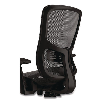 Alera Hollins Ergonomic Mesh Swivel Task Chair, Supports Up to 275lb, 18.57 to 22.54 Seat Height, Black Seat/Back, Black Base