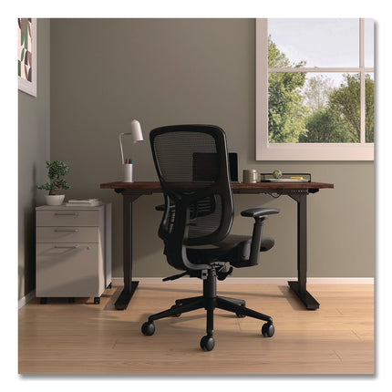 Alera Hollins Ergonomic Mesh Swivel Task Chair, Supports Up to 275lb, 18.57 to 22.54 Seat Height, Black Seat/Back, Black Base