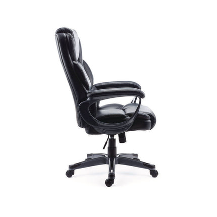 Alera Kirkdale Bonded Leather Manager Chair, Supports Up to 275 lb, 16.18 to 22.76 Seat Height, Black Seat/Back, Black Base