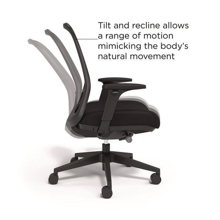 Alera Kempton Ergonomic Fabric Mesh Swivel Task Chair, Supports Up to 275lb, 18.31 to 22.17 Seat Height, Black Seat/Back/Base