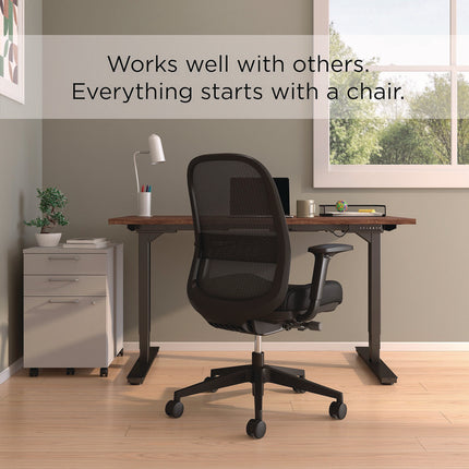 Alera Kempton Ergonomic Fabric Mesh Swivel Task Chair, Supports Up to 275lb, 18.31 to 22.17 Seat Height, Black Seat/Back/Base
