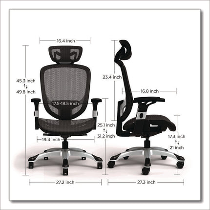 Alera Minerva Ergonomic Mesh Swivel Task Chair, Support Up to 275lb, 17.24 to 20.98 Seat Height, Black Seat/Back, Silver Base