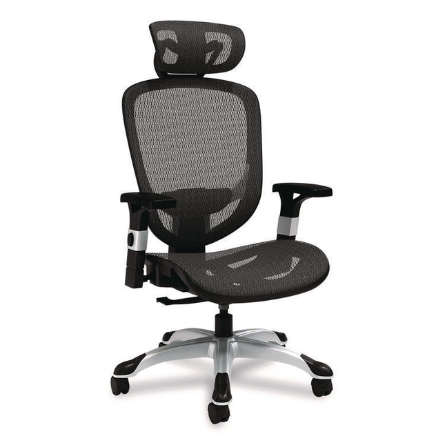Alera Minerva Ergonomic Mesh Swivel Task Chair, Support Up to 275lb, 17.24 to 20.98 Seat Height, Black Seat/Back, Silver Base