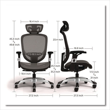 Alera Minerva Ergonomic Mesh Swivel Task Chair, Supports Up to 275lb, 17.24 to 20.98 Seat Height, Gray Seat/Back, Silver Base