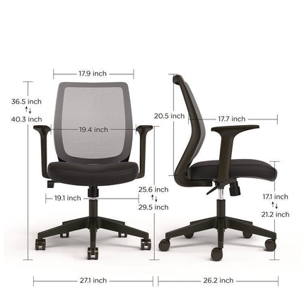 Alera Wessex Ergonomic Fabric Mesh Swivel Task Chair, Supports Up to 275lbs, 17.09 to 20.83 Seat Height, Black Seat/Back/Base