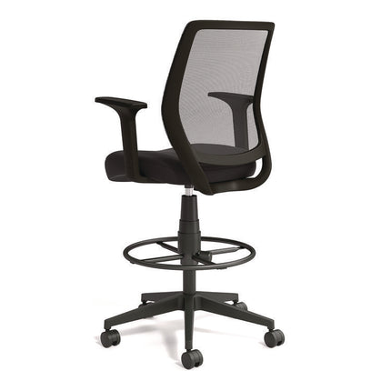 Alera Wessex Drafting Stool, Mesh Back, Supports Up to 275 lb, 27.95 to 33.66 Seat Height, Black Seat, Black Back, Black Base