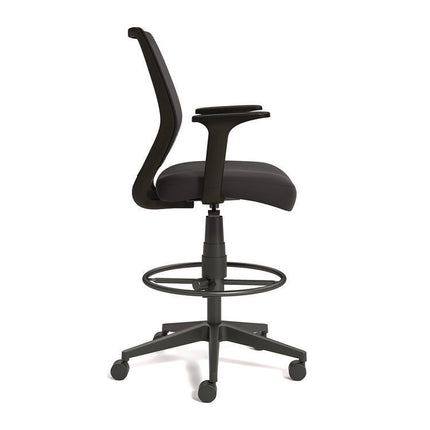 Alera Wessex Drafting Stool, Mesh Back, Supports Up to 275 lb, 27.95 to 33.66 Seat Height, Black Seat, Black Back, Black Base