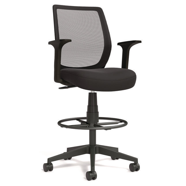 Alera Wessex Drafting Stool, Mesh Back, Supports Up to 275 lb, 27.95 to 33.66 Seat Height, Black Seat, Black Back, Black Base