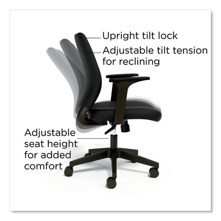 Alera Wessex Ergonomic Fabric Task Chair, Supports Up to 275 lb, 17.13 to 20.83 Seat Height, Black Seat/Back, Black Base