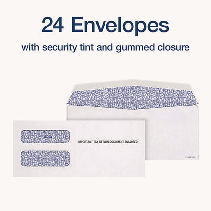 4-Part 1099-NEC Tax Form Kit with Security Envelopes and Tax Forms Helper, 2024, 8.5 x 3.5, 3 Forms/Sheet, 24 Forms Total