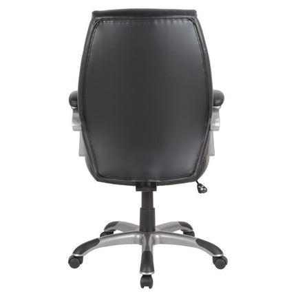 Alera Fulford Bonded Leather High-Back Managers Chair, Supports 275lb, 18.62-22.56" Seat Height, Black Seat/Back, Silver Base