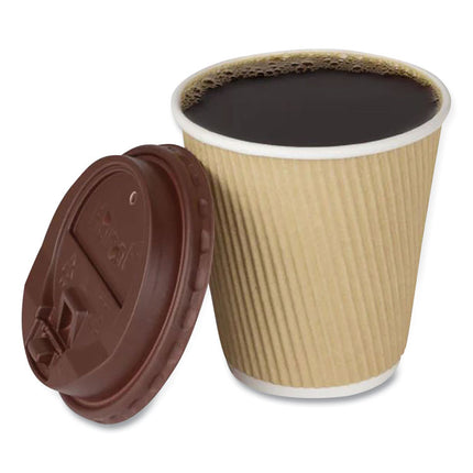 Ripple Hot Cups, 10 oz, Paper, Kraft/White, 500/Carton