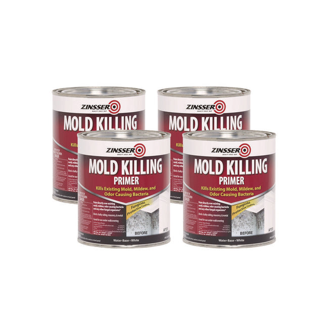 Mold Killing Primer, Flat White, 1 qt Bucket/Pail, 4/Carton