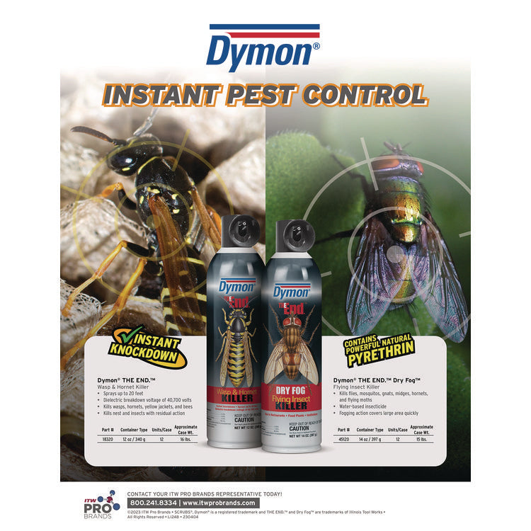 The End. Dry Fog Flying Insect Killer, 14 oz Aerosol Spray, 12/Carton