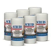 Hand Cleaner Towels, 1-Ply, 10 x 12, Citrus, Blue/White, 30/Canister, 6/Carton
