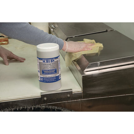 Stainless Steel Cleaner Towels, 1-Ply, 9.75 x 10.5, Lemon Scent, 30/Canister, 6 Canisters/Carton