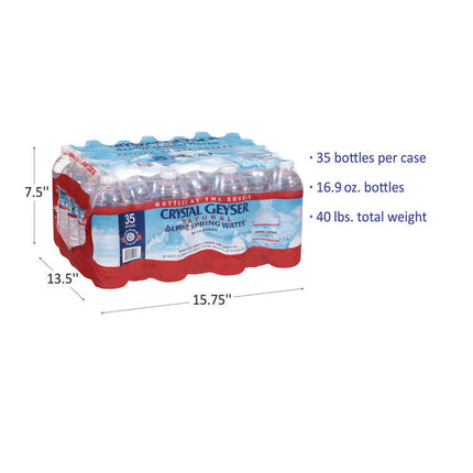 Alpine Spring Water, 16.9 oz Bottle, 35/Carton, 54 Cartons/Pallet