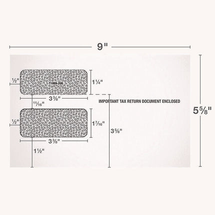 1099 Double Window Envelope, Commercial Flap, Gummed Closure, 5.63 x 9, White, 24/Pack